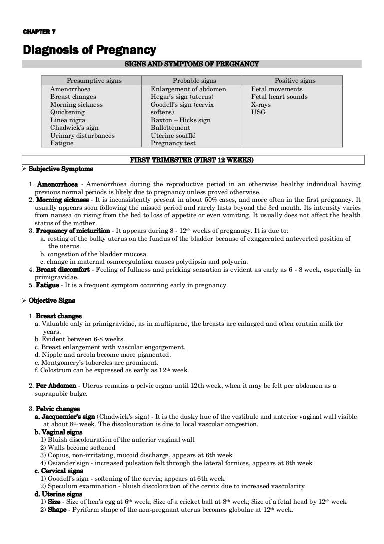 Diagnosis of pregnancy Diagnosis of pregnancy